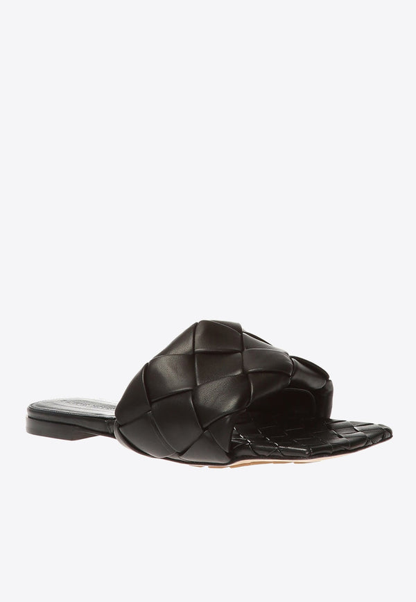 Lido Flat Sandals in Intrecciato Leather