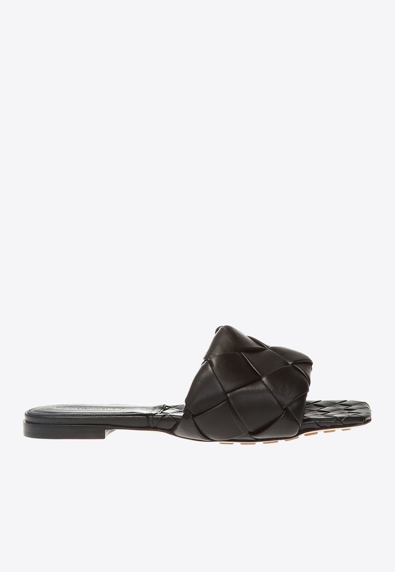 Lido Flat Sandals in Intrecciato Leather