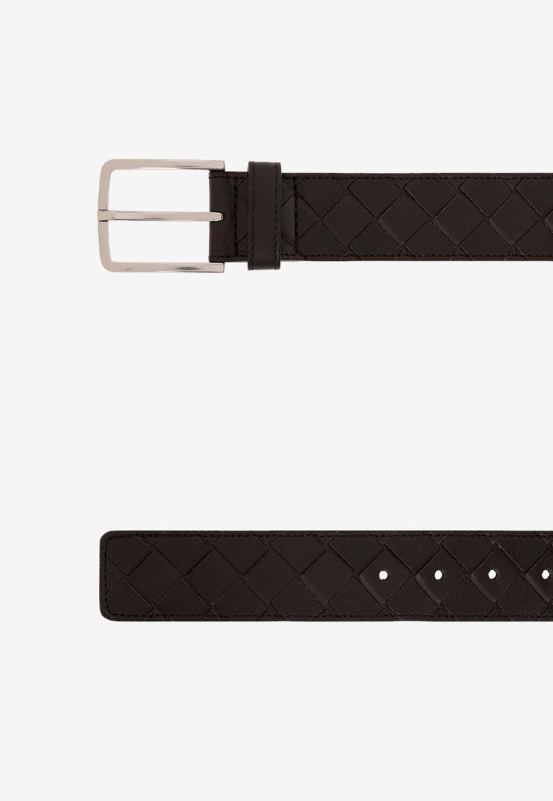 Intrecciato Leather Buckled Belt