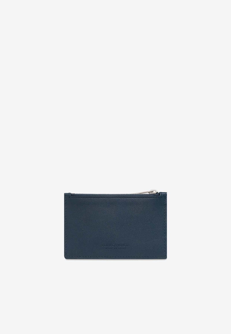 Intrecciato Calf Leather Zip Cardholder