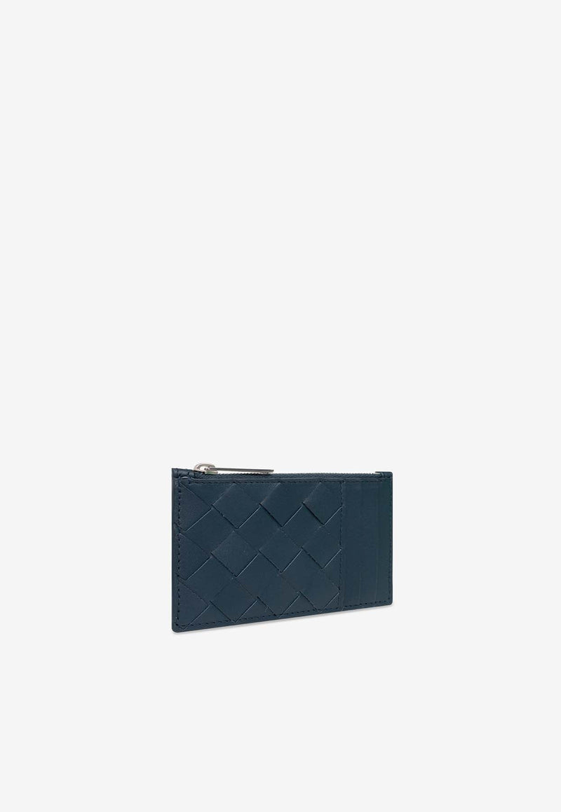 Intrecciato Calf Leather Zip Cardholder