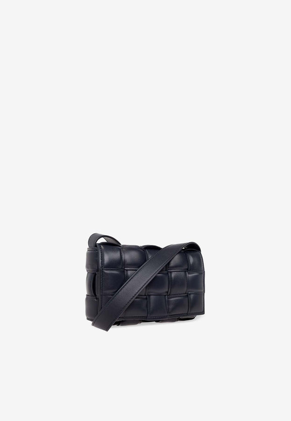 Small Padded Cassette Crossbody Bag in Intrecciato Leather