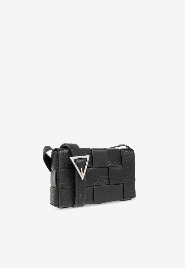 Padded Cassette Crossbody Bag in Intrecciato Leather