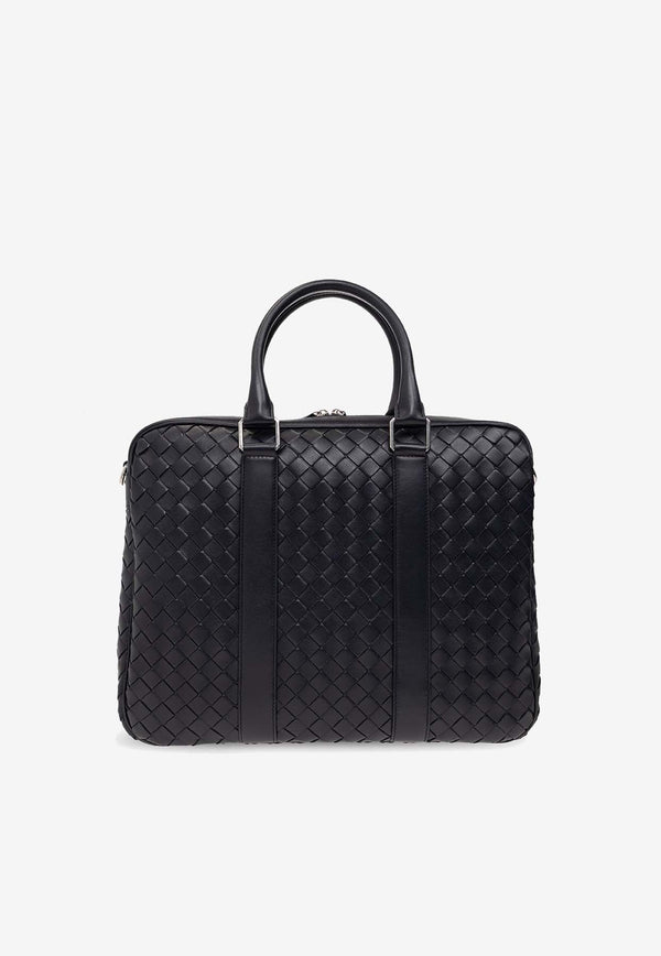 Large Intrecciato Leather Briefcase