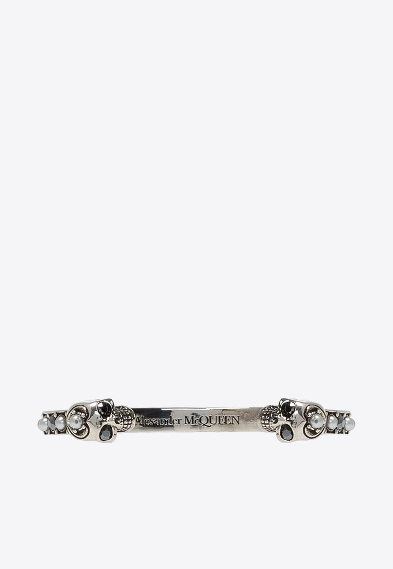 Twin Skull Crystal Cuff Bracelet