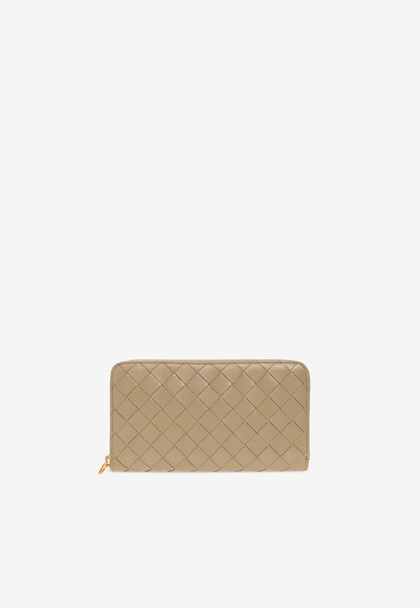 Intrecciato Leather Zip-Around Wallet