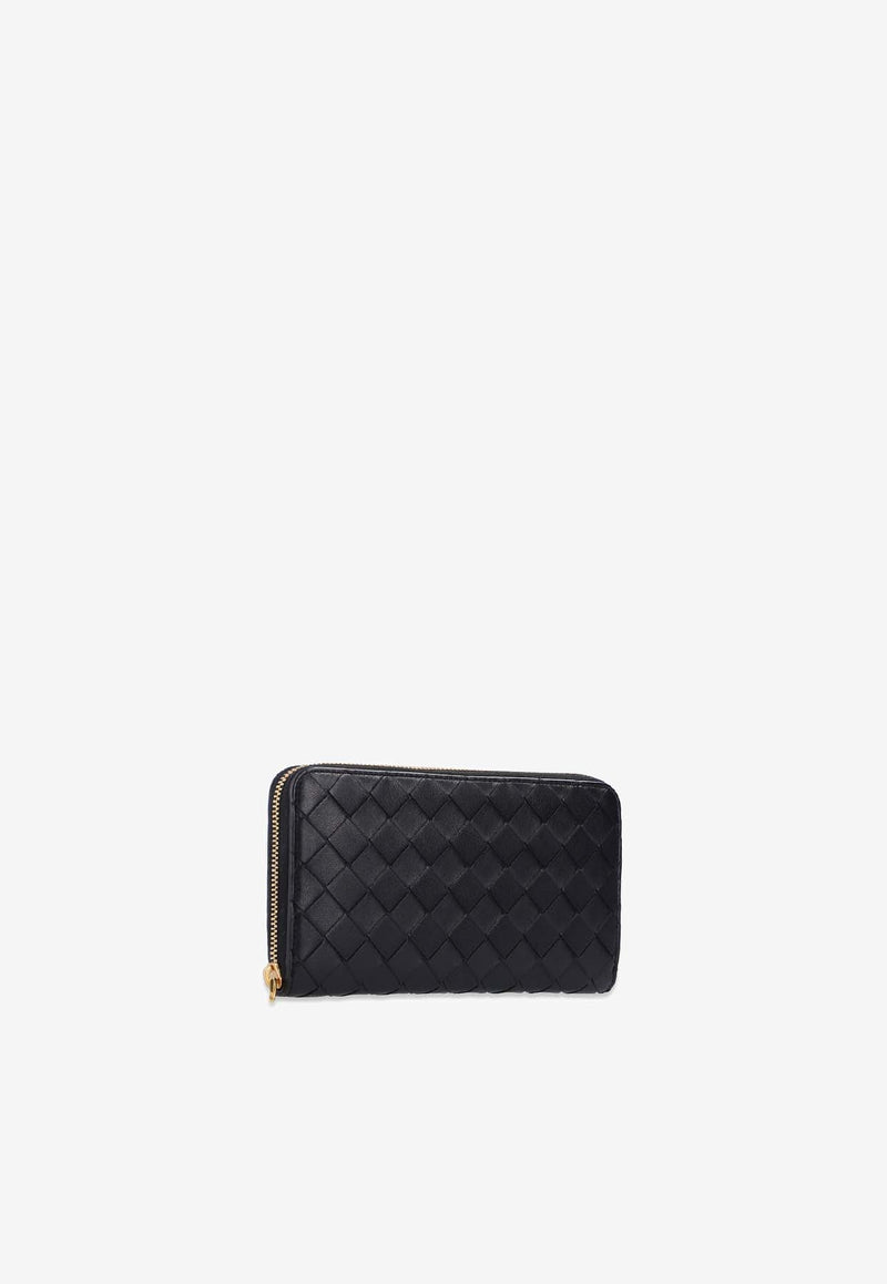 Intrecciato Leather Zip-Around Wallet