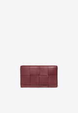 Cassette Zip-Around Wallet in Intrecciato Leather