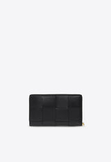 Cassette Zip-Around Wallet in Intrecciato Leather