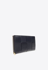 Cassette Zip-Around Wallet in Intrecciato Leather