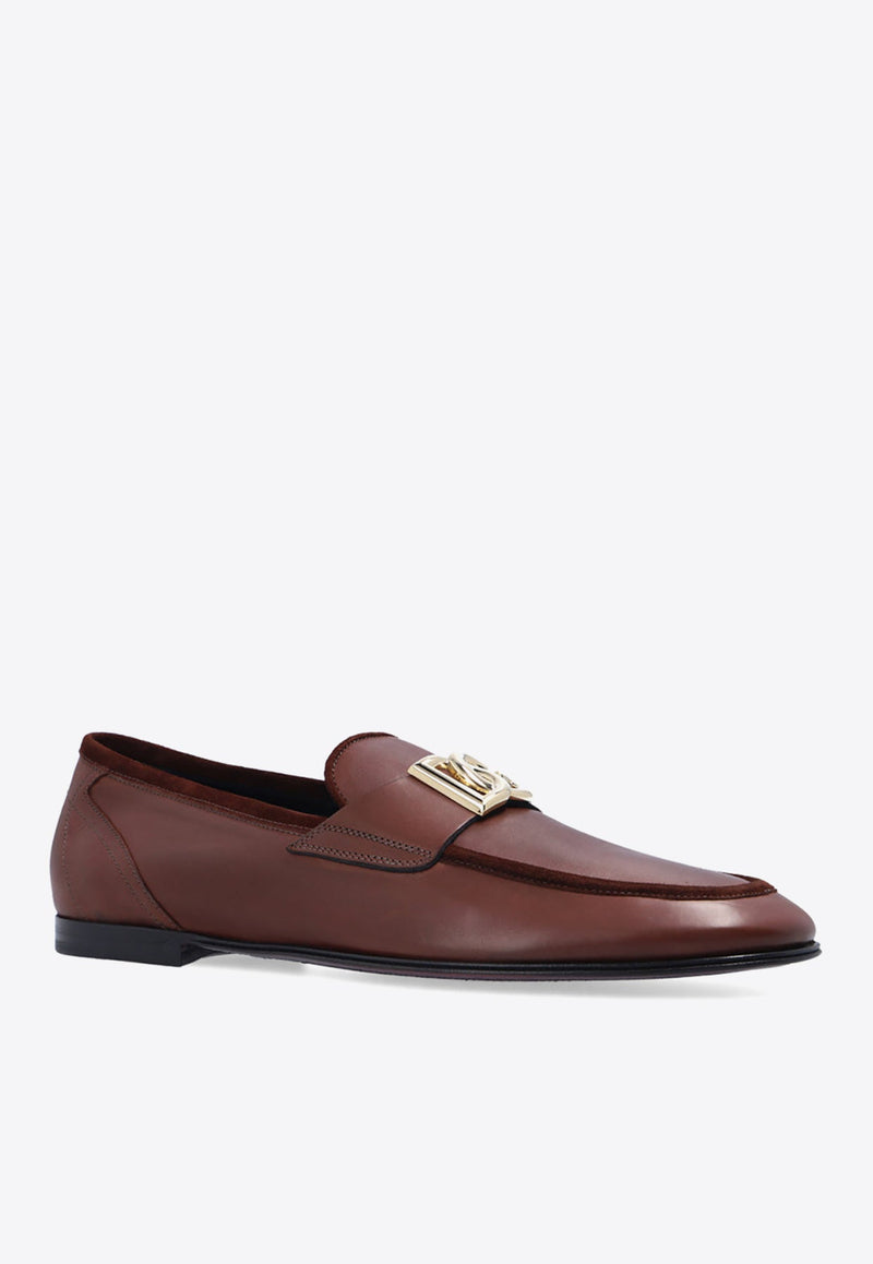 Interlocking DG-Plaque Leather Loafers