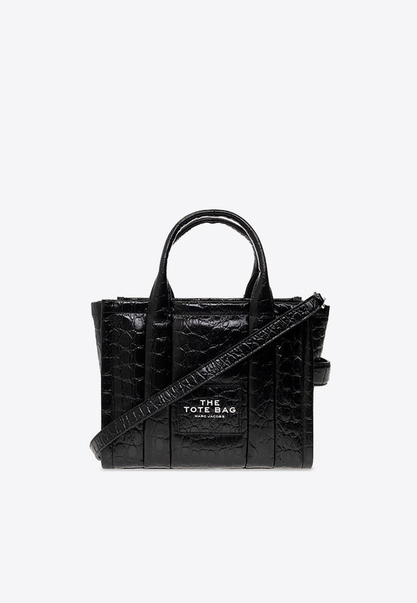 The Small Logo Tote Bag in Croc-Embossed Leather
