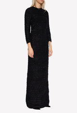 Back-to-Front Tweed Maxi Dress