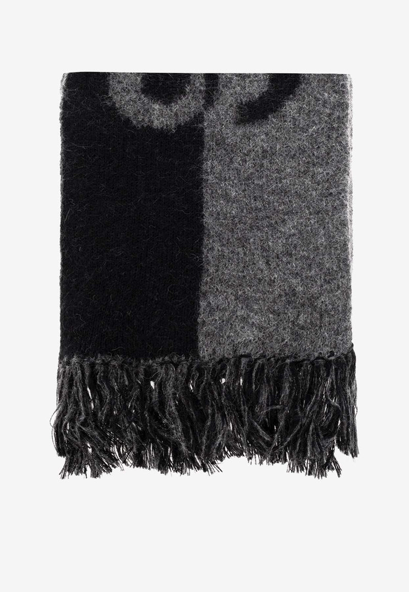 Intarsia-Logo Wool Scarf