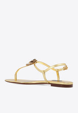 Devotion Thong Flat Sandals in Metallic Leather