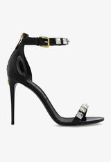 Keira 105 Crystal Embellished Sandals in Polished Leather