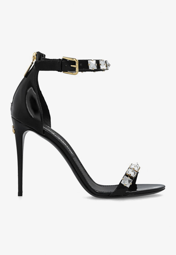 Keira 105 Crystal Embellished Sandals in Polished Leather