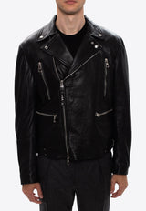 Leather Zip-Up Biker Jacket