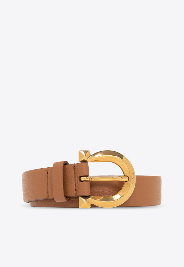 Gancini Buckle Leather Belt
