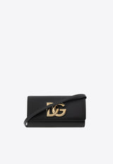 3.5 Logo Plaque Leather Clutch Bag