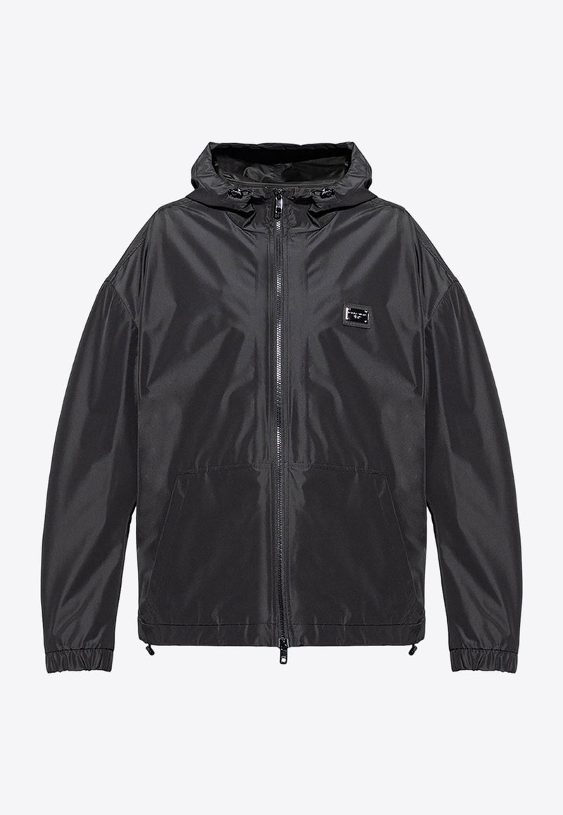 Logo-Plaque Hooded Jacket