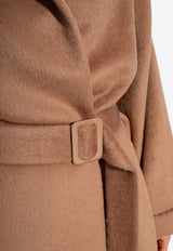 Belted Long-Sleeved Wool Coat