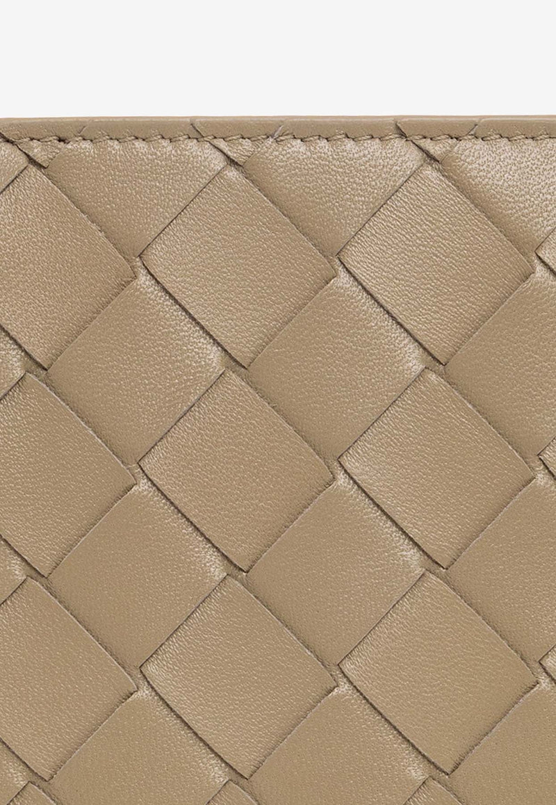 Medium Zip Bi-Fold Wallet in Intrecciato Leather