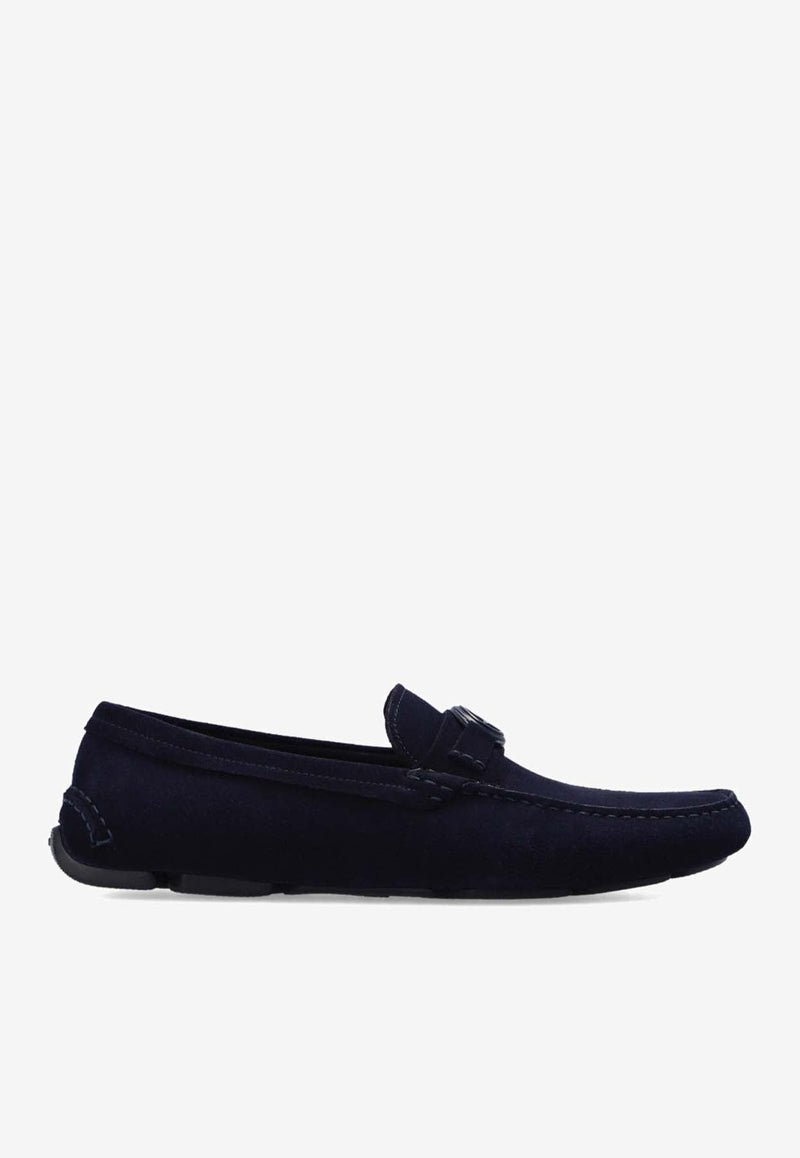 Logo Plaque Suede Loafers