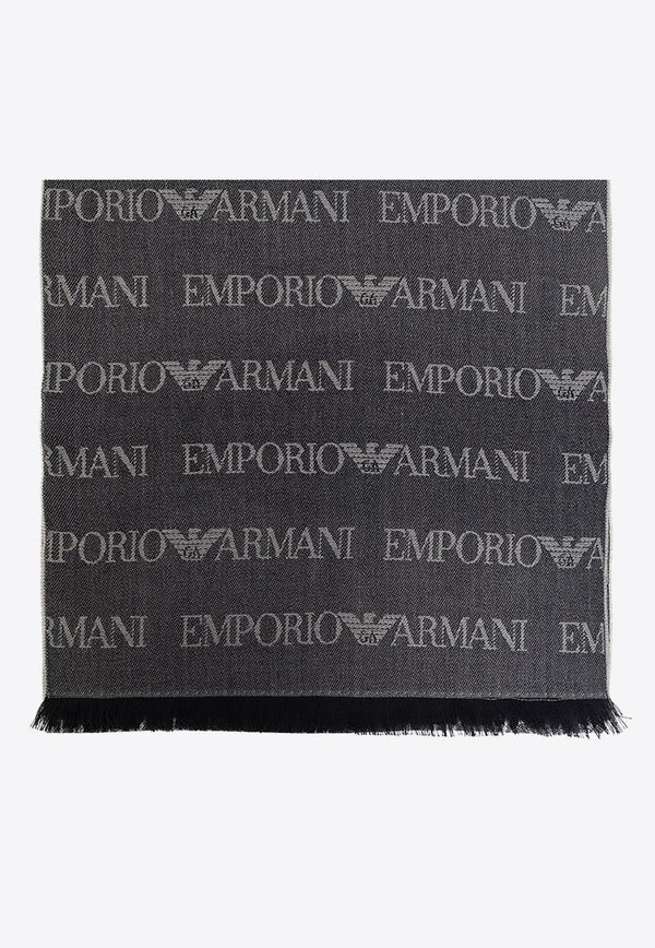 Logo Embroidered Fringed Scarf