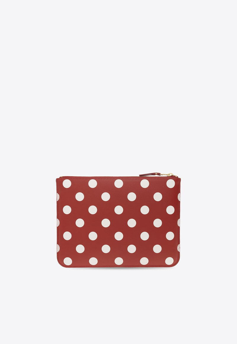 Polka Dot Leather Zipped Pouch