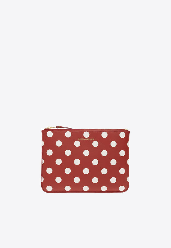 Polka Dot Leather Zipped Pouch