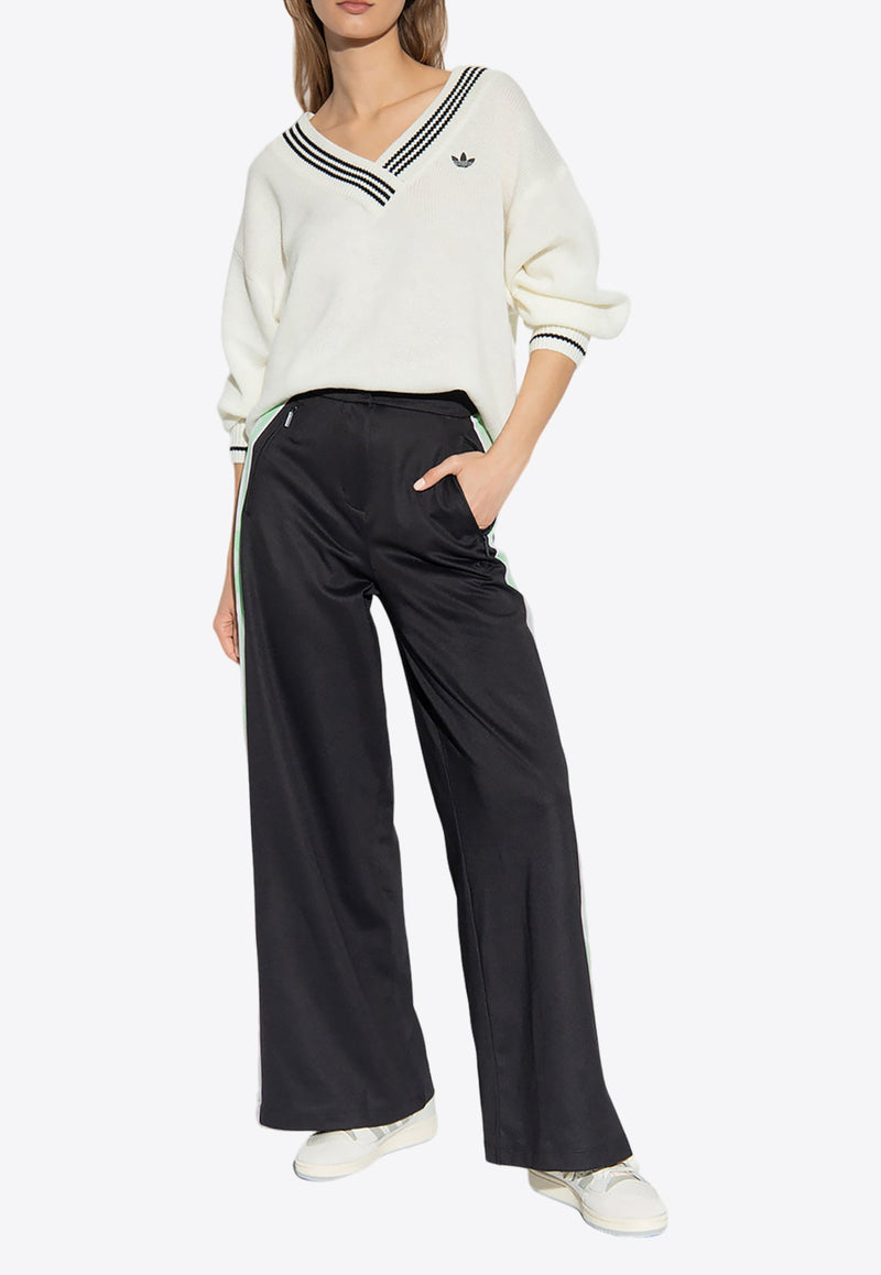 Wide-Leg Track Pants with Side Bands