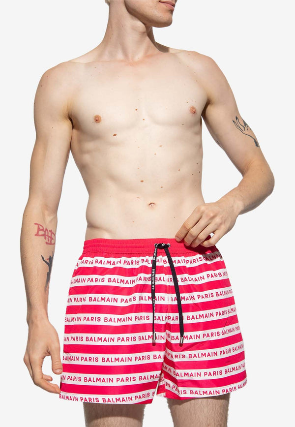 Logo Striped Swim Shorts