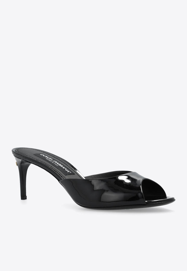 75 Open-Toe Patent Leather Mules