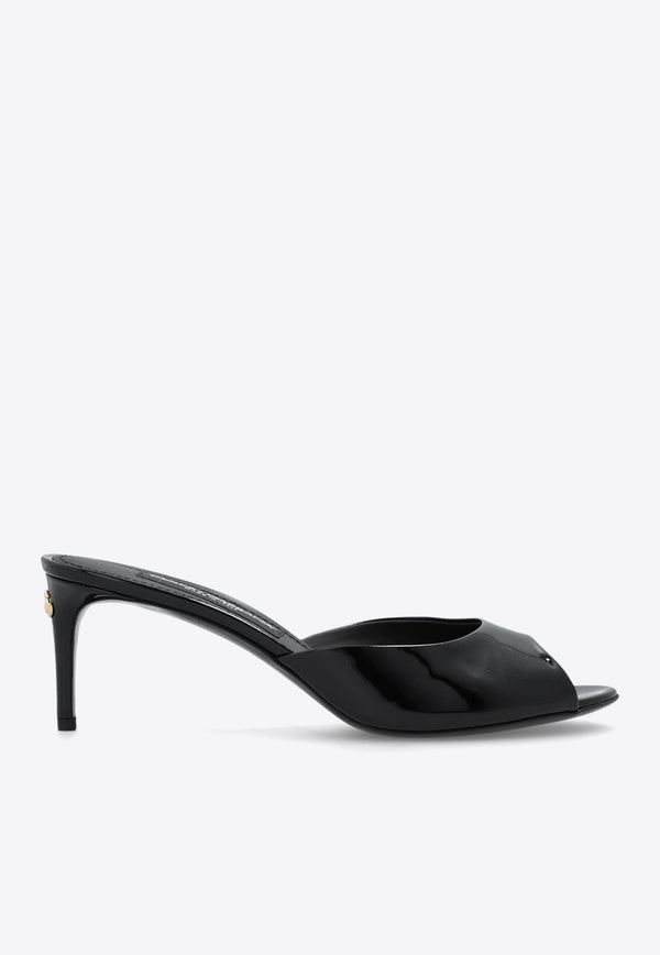 75 Open-Toe Patent Leather Mules