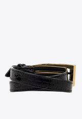 Double Wrap Croc-Embossed Leather Bracelet