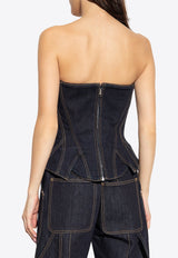 Strapless Flared Denim Corset