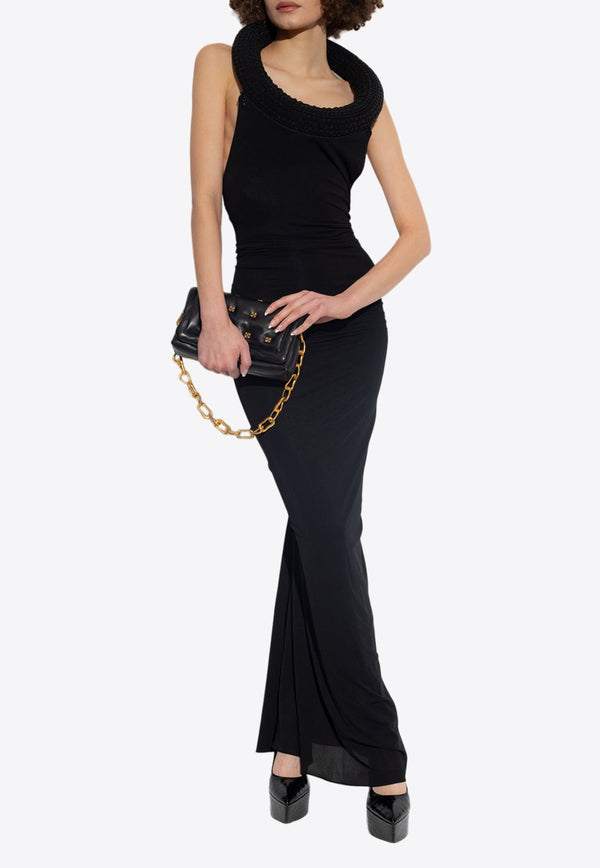 Sleeveless Gown with Decorative Collar