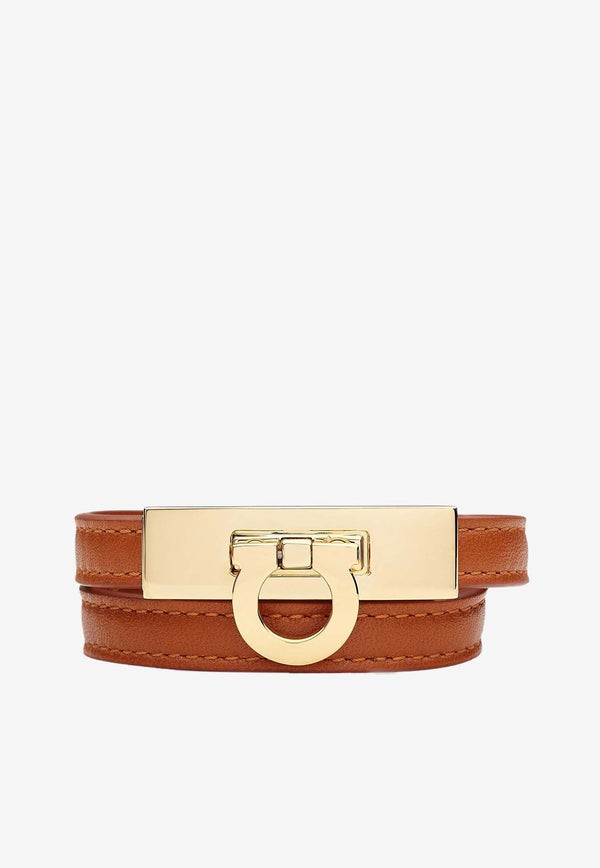 Gancini Double-Twist Leather Bracelet