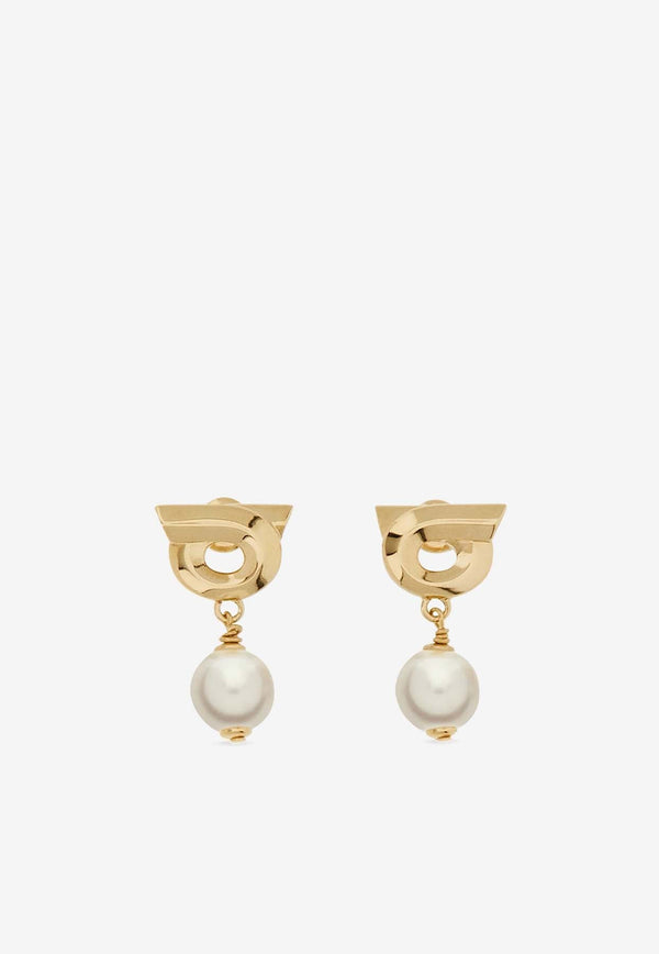 Gancini Pearl Drop Earrings