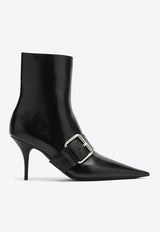 80 Buckle-Detailed Leather Ankle Boots