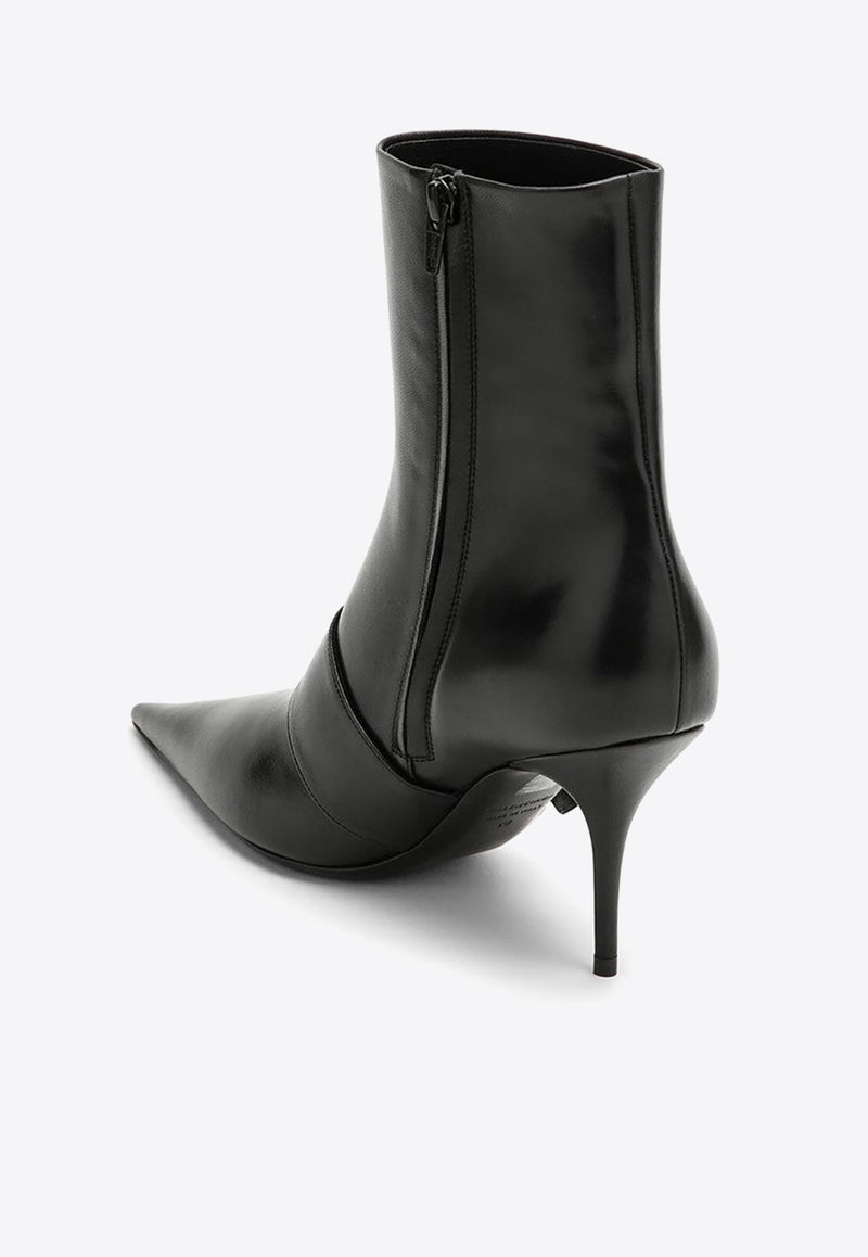 80 Buckle-Detailed Leather Ankle Boots
