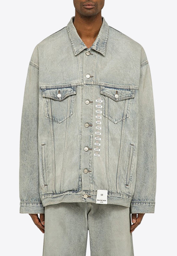 Size Sticker Oversized Denim Jacket