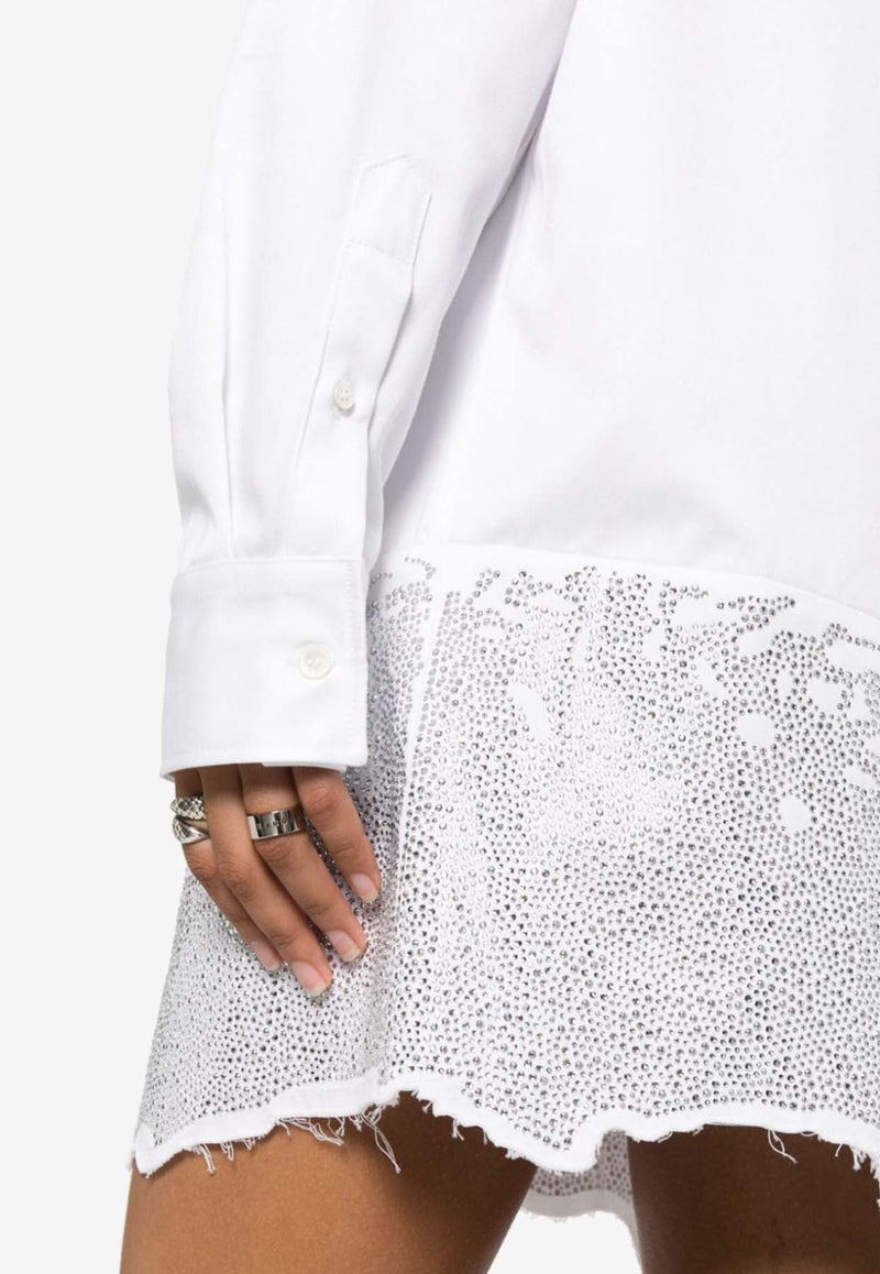 Crystal-Embellished Mini Shirt Dress