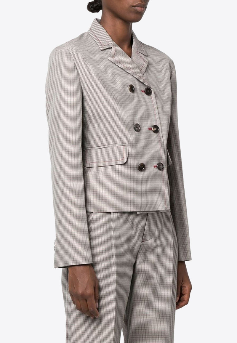 Double-Breasted Houndstooth Blazer