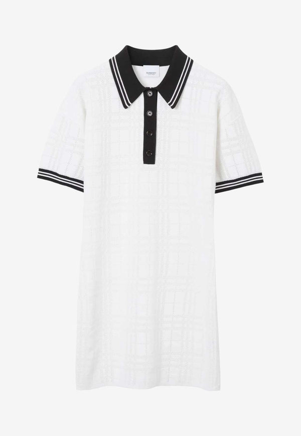 Check Stripe-Trim Polo Dress