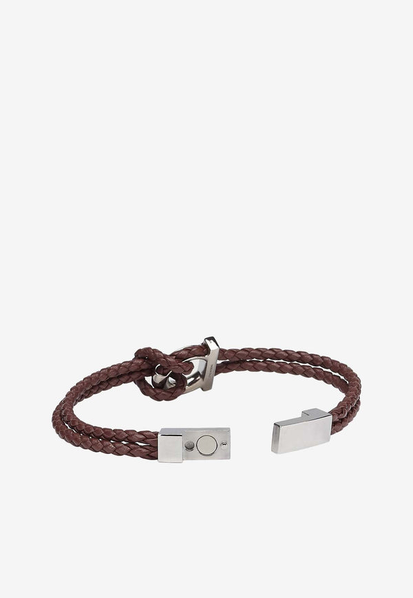 Gancini Braided Leather Bracelet