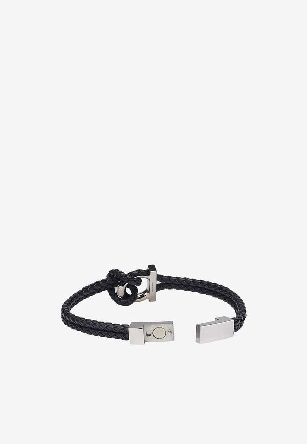 Gancini Braided Leather Bracelet