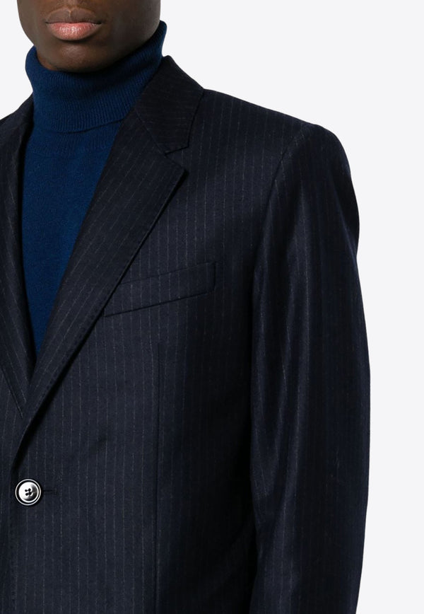 Pinstriped Single-Breasted Blazer