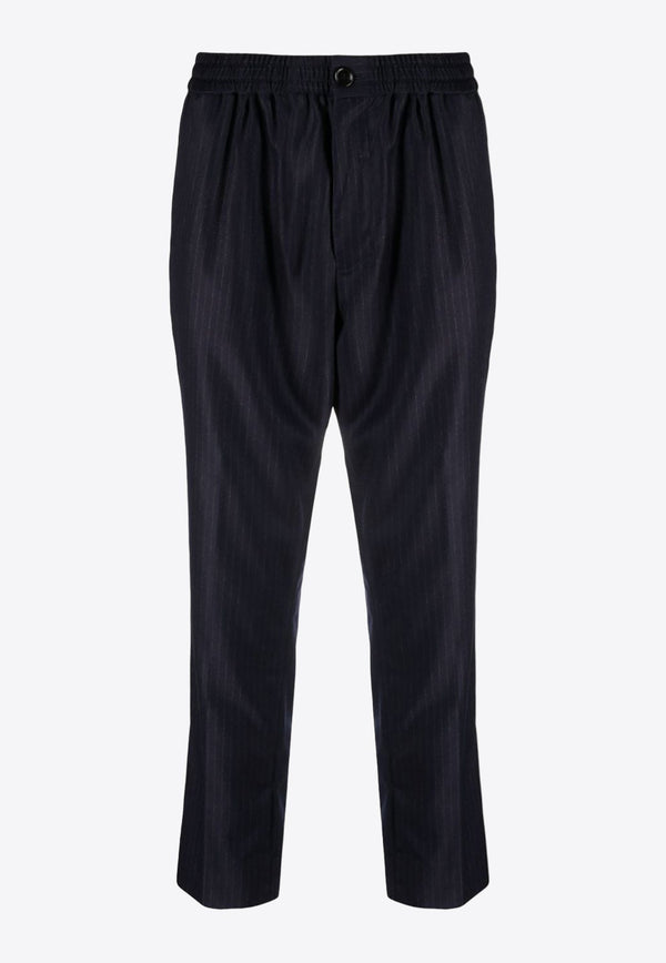 Pinstripe Wool Tapered Pants